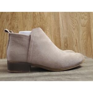 Tom's Deia Leather Side Zip Booties Women's Size 8 Tan